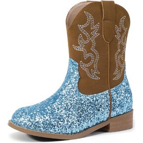 PANDANINJIA Girls Toddler Cowgirl Boots Riding Round Toe Boys Cowboy Boots Little Kids Short Calf Western Cowgirl Boots