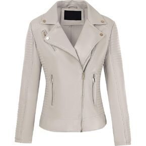Bellivera Women Faux Leather Casual Jacket, Fall and Spring Fashion Motorcycle Bike Coat