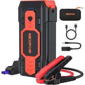 NEXPOW Battery Jump Starter 2500A Car Jump Starter (up to 8.0L Gas/8L Diesel Engines) 12V Car Battery Booster Pack with USB Quick Charge 3.0 and 4 LED Modes Red Blue Warning