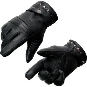 Milwaukee Leather MG7755 Women's Black Leather ’I - Touchscreen Compatible’ Thermal Lined Motorcycle Gloves W/Gel Palm