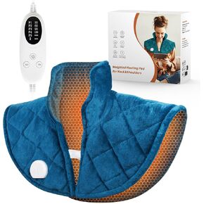 Weighted Heating Pad for Neck and Shoulders and Back, 2.5lb Neck Heating Pad for Back Pain Relief, Shoulder Heating Pad with 5 Heat Settings, 4 Timer Auto-Off, Christmas Gifts for Women Men Mom Dad