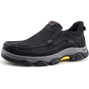 Mens Slip On Hands Free Leather Walking Outdoor Slip-Ins Loafers Work Hiking Causal Shoes