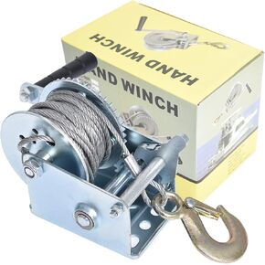 600 lbs Hand Crank Winch with Brake Come-Along Heavy Duty Steel Cable for Boat Trailer