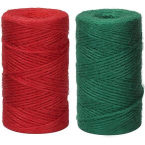 Christmas Twine, String Bakers Rope Twine Craft Twine Cotton Twine for Gift Wrapping Baking Twine Cotton Cooking Twine Natural Twine Butcher Twine (656 Feet/Pure Red Greed)