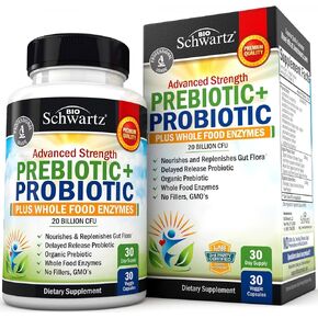 Prebiotics and Probiotic with Whole Food Enzymes for Adults Women & Men - Probiotics Lactobacillus Acidophilus - Digestive Health Capsules Shelf Stable Supplement - Non-GMO Gluten & Dairy Free -30ct