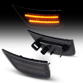 Led Side Markers Compatible With GMC Yukon/Tahoe/Suburban/Cadillac Escalade 2021 2022 2023, Smoke Lens Amber Front Bumper Light Kit Sidemarker Lamp Assembly
