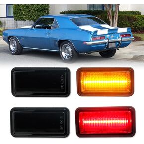 GTINTHEBOX for 1968 Chevrolet Camaro,1968 1969 Impala Nova Corvette El Camino Caprice Chevelle Front Rear Side Marker Light Smoked Lens Amber & Red LED Lamp OEM CA-FFL-68