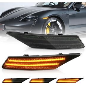 LED Side Marker Lights Sequential Amber Compatible with Porsche Taycan Sedan 2020-up Front Bumper LED Turn Signal Indicator Blinker Lamps