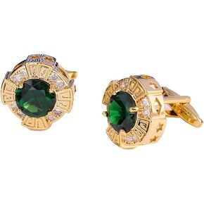 Personalized Men's Fashion Green Zircon Gold Copper French Shirt Cufflinks