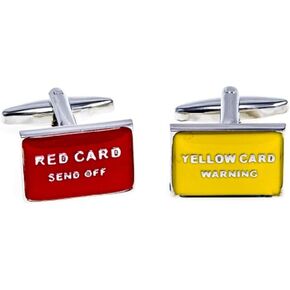 MRCUFF Soccer Red Card Yellow Card Pair Cufflinks in Presentation Gift Box & Polishing Cloth