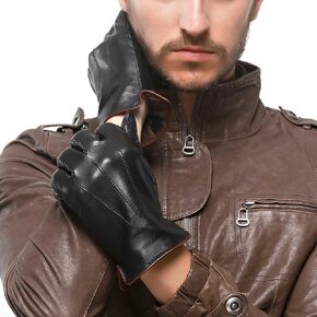 Nappaglo Men's Genuine Touchscreen Nappa Leather Gloves Driving Winter Warm Mittens