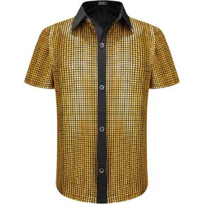 WULFUL Kids Boys ديسكو قميص الترتر زر أسفل القمصان 70S حزب زي in Kuwait