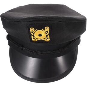LUOZZY Captain Hat Captain Yacht Sailors Hat Adjustable Cap Navy Costume Accessory for Halloween Party Cosplay Photo Props - Black