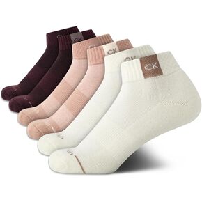 Calvin Klein Women's Quarter Socks - 6 Pack Cushioned Athletic Ankle Socks - Womens Breathable Sports Socks (Shoe Size: 4-10)