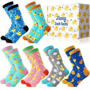 6 Pairs Funny Duck Socks Gift Novelty Animal Sock Basket Crazy Crew Socks for Women Men Duck Lover Accessories