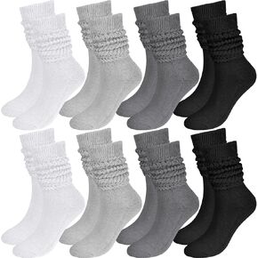 8 Pairs Women Slouch Socks Soft Extra Long Boot Sock Thick Cotton Knee High Scrunch Socks for Women