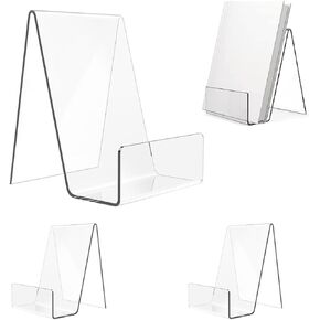 4 Pack Acrylic Bookshelf, 12 in Transparent Acrylic Display Stand, Easel Book Mobile Computer Tablet Display Board, Suitable for Displaying Books, Magazines, Art Books, Albums, Postcards, Records CD