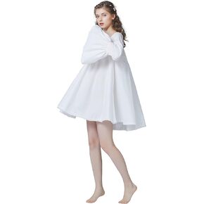 BEAUTELICATE Women Victorian Cotton Nightie Short Nightgown Oversized A-Line Baby Doll Dress Pajamas