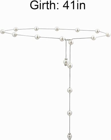 Pearl Belt for Women Adjustable Pearl Body Chain Charm Bridal Dresses Belt Dainty Silver Layered Waist Chain Belt for Bride Jewelry Accessory in Kuwait