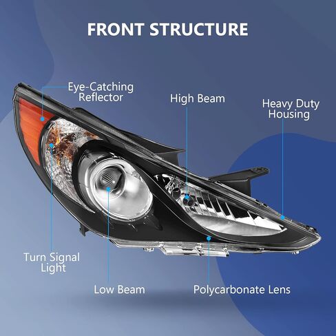 مجموعة مصابيح أمامية ECCPP لسيارة Hyundai Sonata 2011-2014 للمصابيح الأمامية الجانبية للسائق والراكب in Saudi Arabia