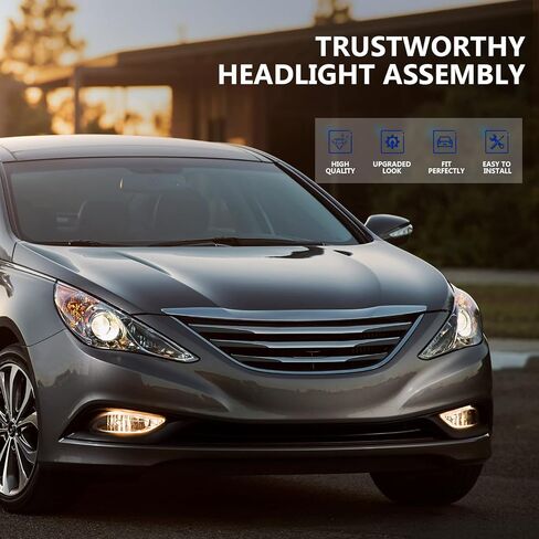 مجموعة مصابيح أمامية ECCPP لسيارة Hyundai Sonata 2011-2014 للمصابيح الأمامية الجانبية للسائق والراكب in Saudi Arabia