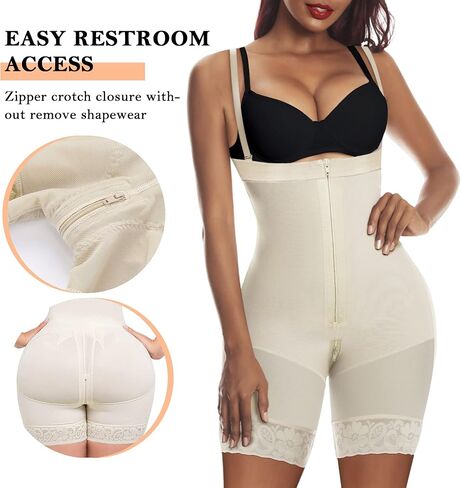 YIANNA Fajas Colombianas Shapewear for Women Tummy Control Body Shaper Butt Lifter Thigh Slimmer with Zipper Crotch in Saudi Arabia