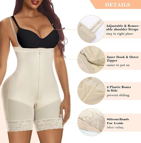YIANNA Fajas Colombianas Shapewear for Women Tummy Control Body Shaper Butt Lifter Thigh Slimmer with Zipper Crotch in Saudi Arabia