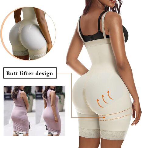 YIANNA Fajas Colombianas Shapewear for Women Tummy Control Body Shaper Butt Lifter Thigh Slimmer with Zipper Crotch in Saudi Arabia