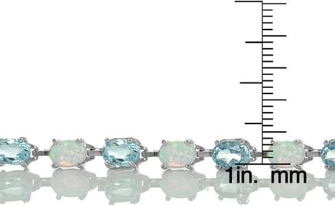 Ice Gems Sterlilng Silver Gemstone and Created White Opal 7x5mm Oval-Cut Tennis Bracelet in Kuwait