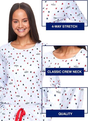 U.S. Polo Assn. 2 Piece Pajama Set for Women, Christmas Pajamas for Women, Holiday Pajamas for Women, Womens Christmas PJs in Kuwait
