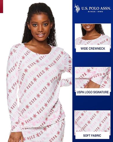 U.S. Polo Assn. 2 Piece Pajama Set for Women, Christmas Pajamas for Women, Holiday Pajamas for Women, Womens Christmas PJs in Saudi Arabia