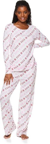 U.S. Polo Assn. 2 Piece Pajama Set for Women, Christmas Pajamas for Women, Holiday Pajamas for Women, Womens Christmas PJs in Saudi Arabia