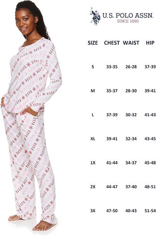 U.S. Polo Assn. 2 Piece Pajama Set for Women, Christmas Pajamas for Women, Holiday Pajamas for Women, Womens Christmas PJs in Saudi Arabia