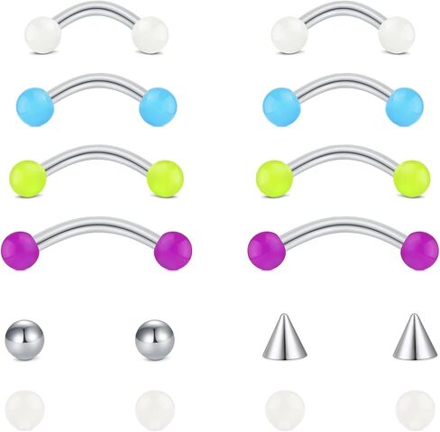 Briana Williams Rook Eyebrow Piercing Jewelry Eyebrow Rings Rook Earrings Surgical Steel Curved Barbell Tiny Vertical Labret Lip Belly Snake Eye Surface Tragus Piercing Jewelry 16g 6mm 8mm 10mm 12mm in Kuwait