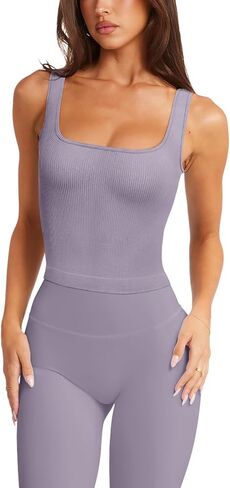 حمالة صدر رياضية للسيدات من LASLULU، قطع علوية طويلة مبطنة ومضلعة بدون خياطة، قطع علوية متوسطة الدعم للتمرين، قطع علوية أساسية غير رسمية in Kuwait