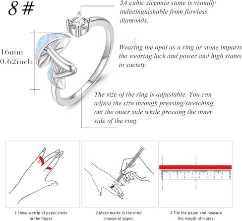 خاتم الفطر قابل للتعديل ولطيف الفطر أقراط S 925 الفضة الاسترليني الأزرق أوبال الفطر مجموعة مجوهرات هدايا للفتيات النساء المراهقات (العقيق الأزرق) in Kuwait