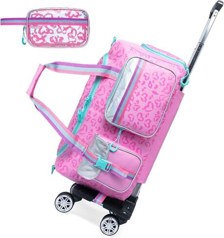 Girls Duffel Bag with Wheels Girls Travel Bag for Kids Overnight Bag with Toiletry Bag Dance Bag for Girls Rolling Duffle Bag with Wheels Gym Bag with Shoe Compartment in Kuwait