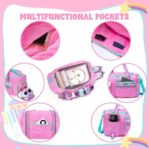 Girls Duffel Bag with Wheels Girls Travel Bag for Kids Overnight Bag with Toiletry Bag Dance Bag for Girls Rolling Duffle Bag with Wheels Gym Bag with Shoe Compartment in Kuwait