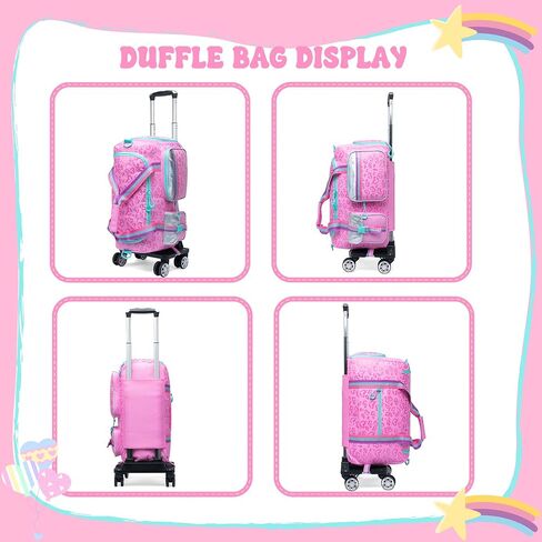 Girls Duffel Bag with Wheels Girls Travel Bag for Kids Overnight Bag with Toiletry Bag Dance Bag for Girls Rolling Duffle Bag with Wheels Gym Bag with Shoe Compartment in Kuwait