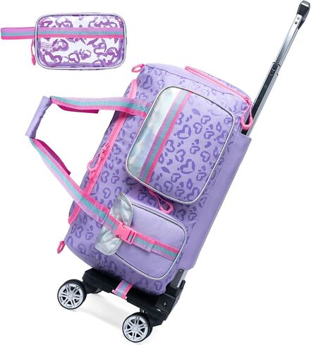 Girls Duffel Bag with Wheels Girls Travel Bag for Kids Overnight Bag with Toiletry Bag Dance Bag for Girls Rolling Duffle Bag with Wheels Gym Bag with Shoe Compartment in Kuwait