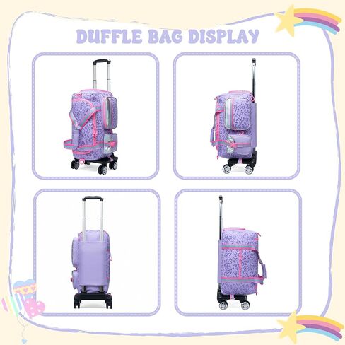 Girls Duffel Bag with Wheels Girls Travel Bag for Kids Overnight Bag with Toiletry Bag Dance Bag for Girls Rolling Duffle Bag with Wheels Gym Bag with Shoe Compartment in Kuwait