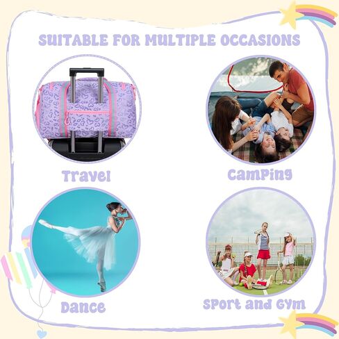 Girls Duffel Bag with Wheels Girls Travel Bag for Kids Overnight Bag with Toiletry Bag Dance Bag for Girls Rolling Duffle Bag with Wheels Gym Bag with Shoe Compartment in Kuwait
