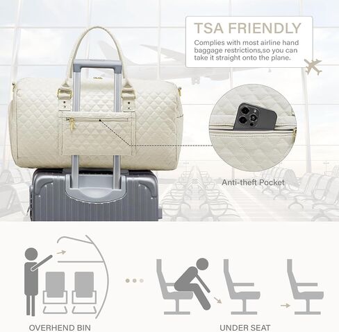 Duffle Bag for Travel,Personal Item Travel Bag with Toiletries Bag,Gym Bags for Men and Women with Wet Pocket & Shoes Compartment(White) in Saudi Arabia