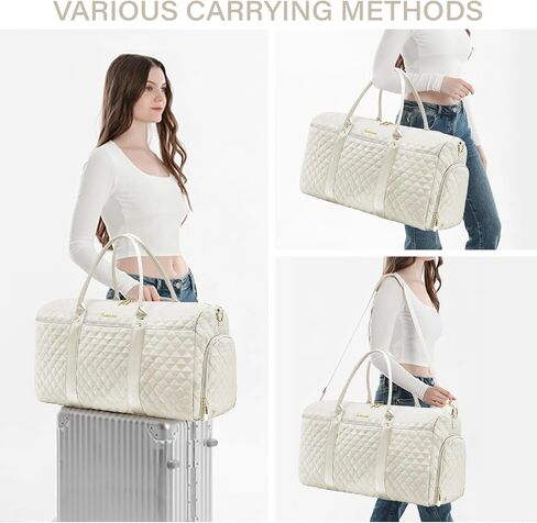 Duffle Bag for Travel,Personal Item Travel Bag with Toiletries Bag,Gym Bags for Men and Women with Wet Pocket & Shoes Compartment(White) in Saudi Arabia