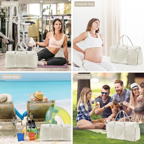 Duffle Bag for Travel,Personal Item Travel Bag with Toiletries Bag,Gym Bags for Men and Women with Wet Pocket & Shoes Compartment(White) in Saudi Arabia