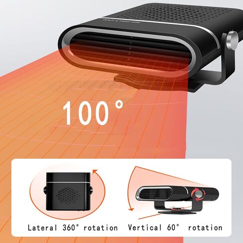 سخان سيارة محمول 12 فولت 150 وات ومزيل الصقيع، تسخين سريع، تبريد، دوران 360 درجة، يتم توصيله بمقبس ولاعة in Kuwait