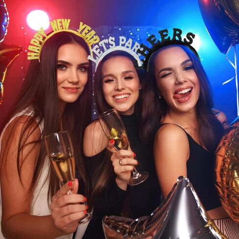 12 قطعة من عصابة الرأس 2025 Happy New Years Lets Party Cheers Head Head Happy New Year Crown New Years Eve أغطية الرأس للنساء والرجال البالغين والأطفال هدايا حفلات رأس السنة الجديدة (3 ألوان) in Saudi Arabia