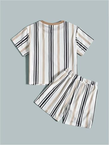 SweatyRocks Boy's Clothing Sets Striped Short Sleeve T Shirt and Shorts 2 Piece Outfits in Saudi Arabia