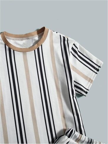 SweatyRocks Boy's Clothing Sets Striped Short Sleeve T Shirt and Shorts 2 Piece Outfits in Saudi Arabia