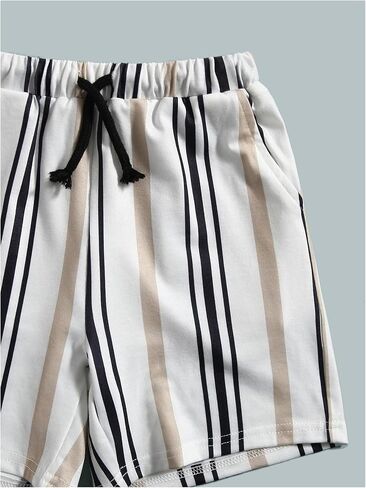 SweatyRocks Boy's Clothing Sets Striped Short Sleeve T Shirt and Shorts 2 Piece Outfits in Saudi Arabia